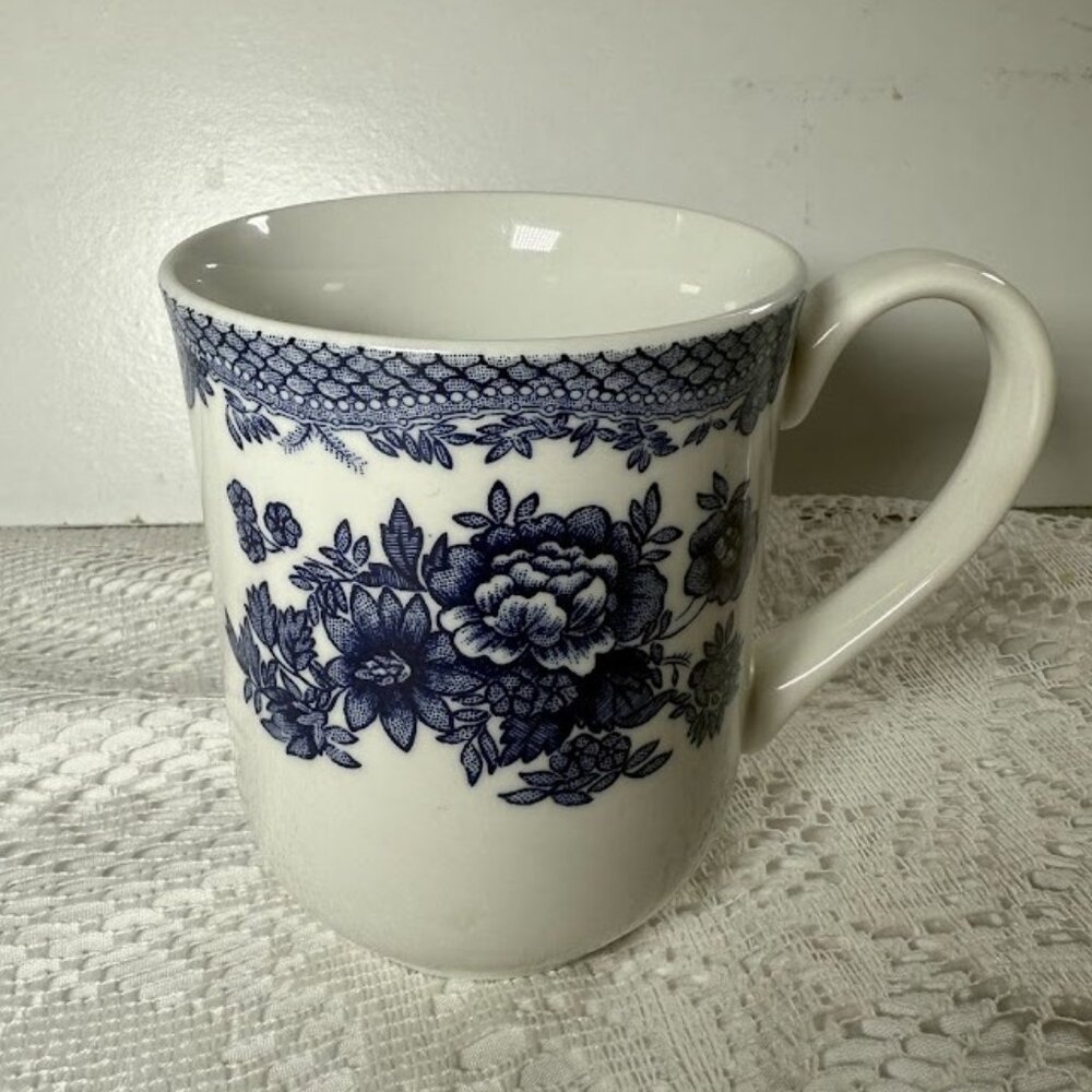 JOHNSON BROTHERS Asiatic Pheasant Blue "England 1883" Mug - Blue Flowers, Transf